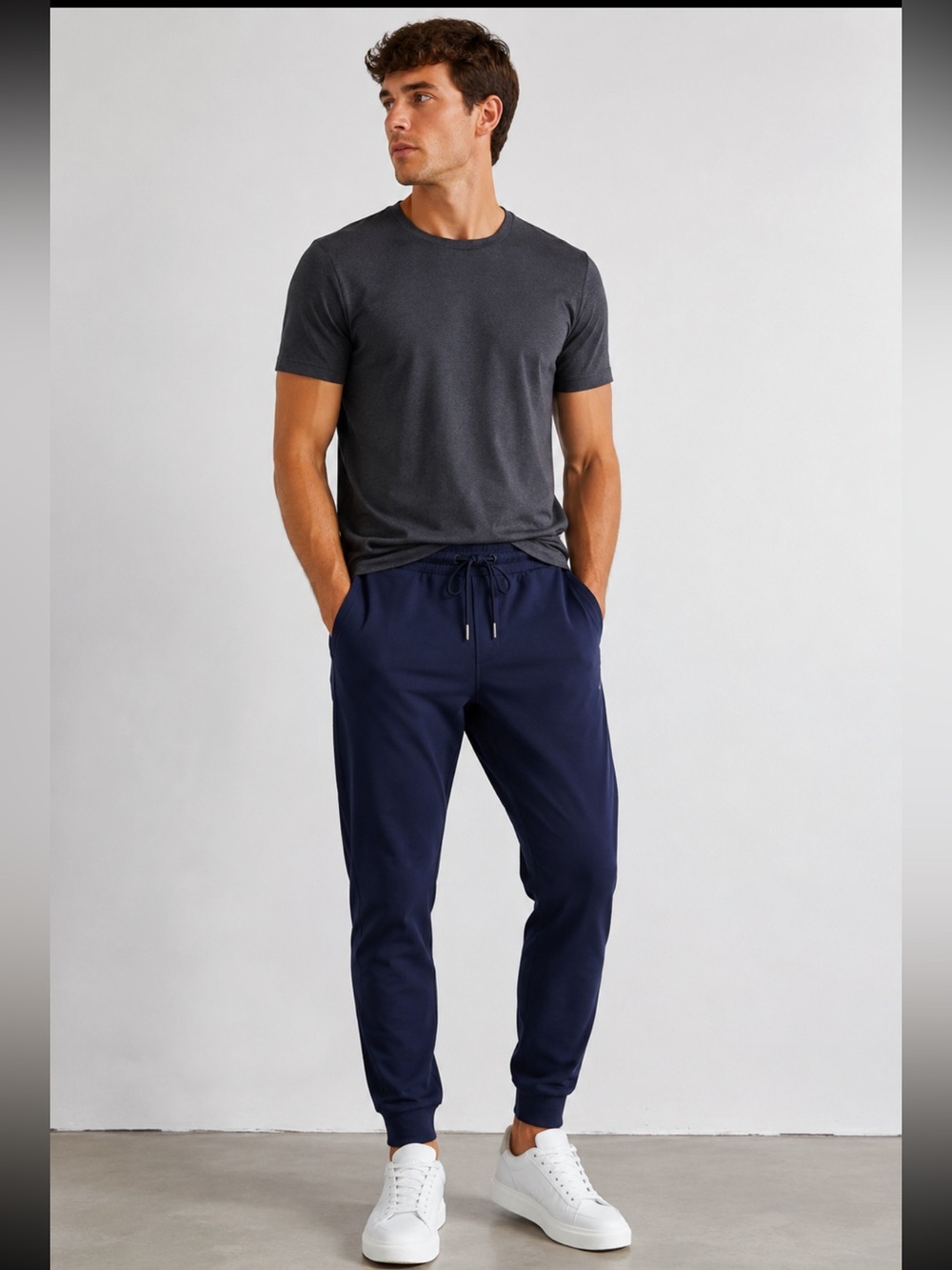 Mens ‎ Navy Blue Drawstring Jogger Pants Elastic Waist Lounge Casual - Size M